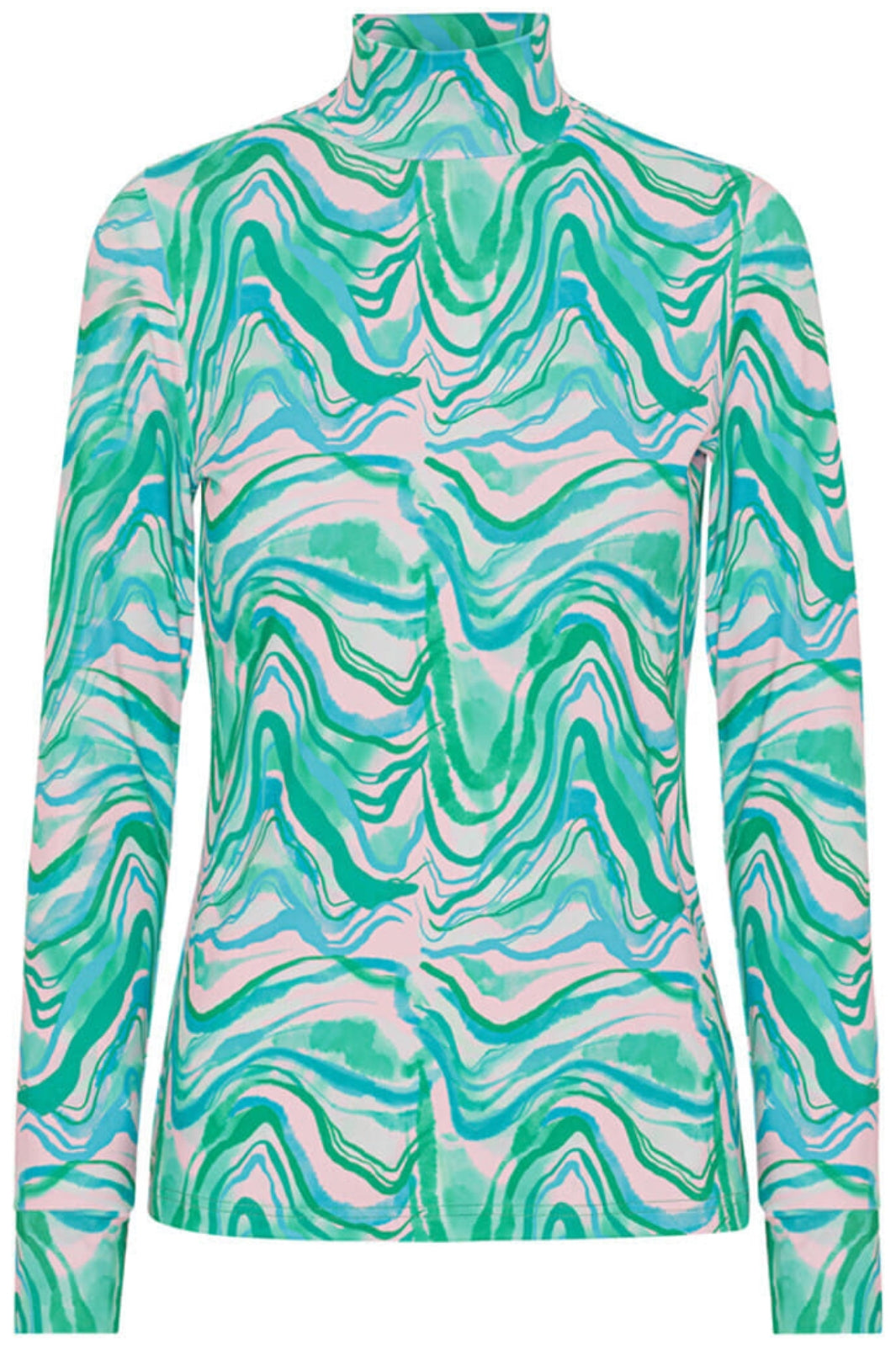 Hunkøn - Gina blouse - Green Swirl Art Print Bluser 