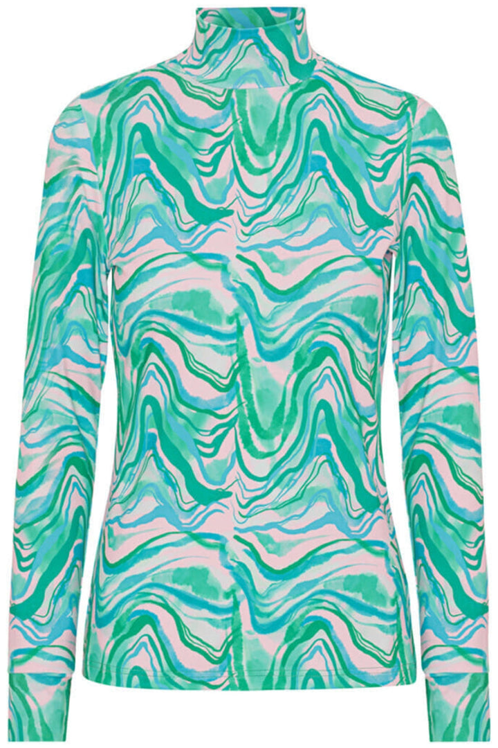 Hunkøn - Gina blouse - Green Swirl Art Print Bluser 