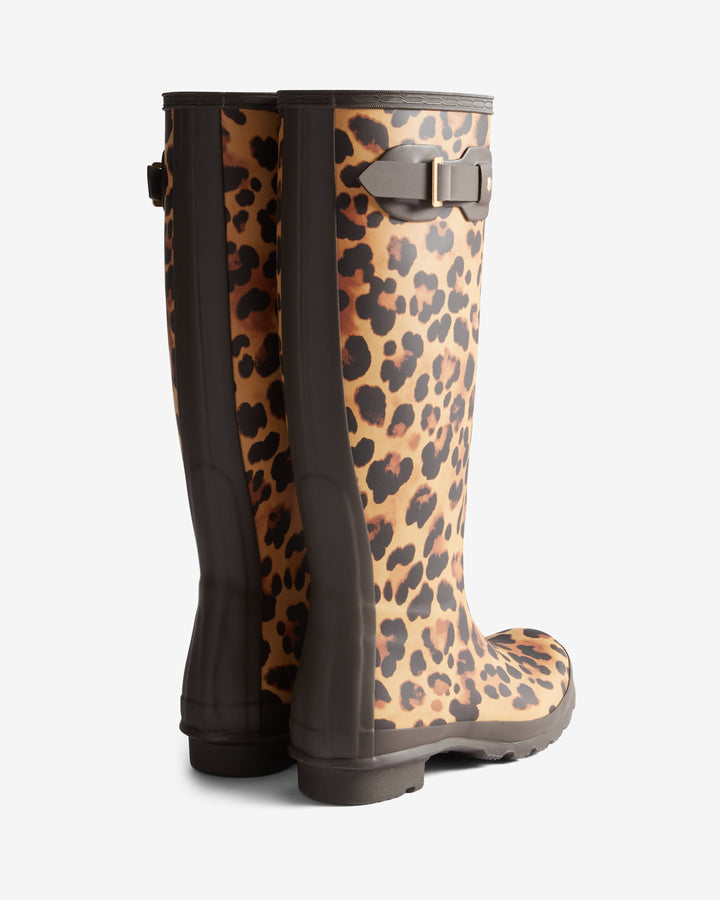 Hunter - Womens Original Tall Leopard Boot Hfrw0009261lo - Leopard Print/chocolate Brown Gummistøvler 