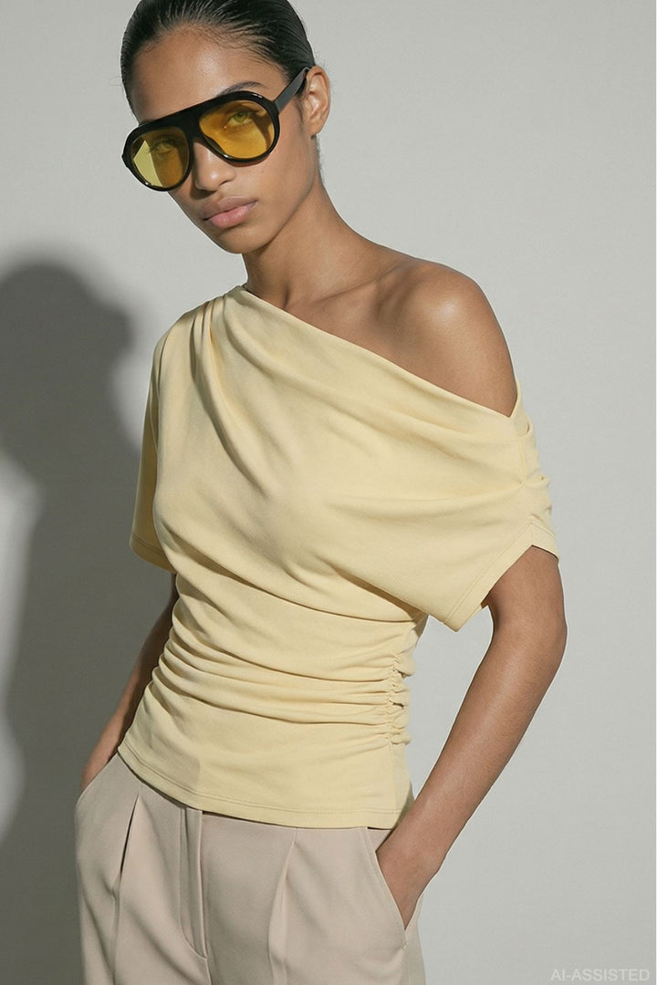 Hypedrop - Hdkamma Draped Off-Shoulder Top 32000845 - 5196118 - Anise Flower