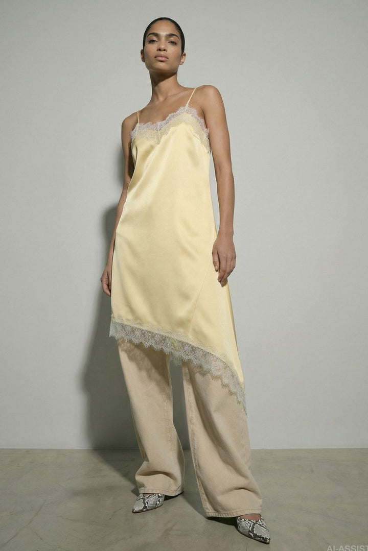 Hypedrop - Hdkimora Midi Satin Lace Dress 32000842 - 5191858 - Anise Flower