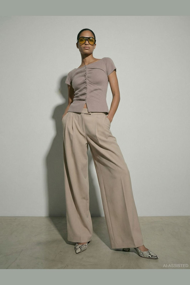 Hypedrop - Hdkira Ss Gathered Cardigan Knit 32000834 - 5191859 - Moon Rock