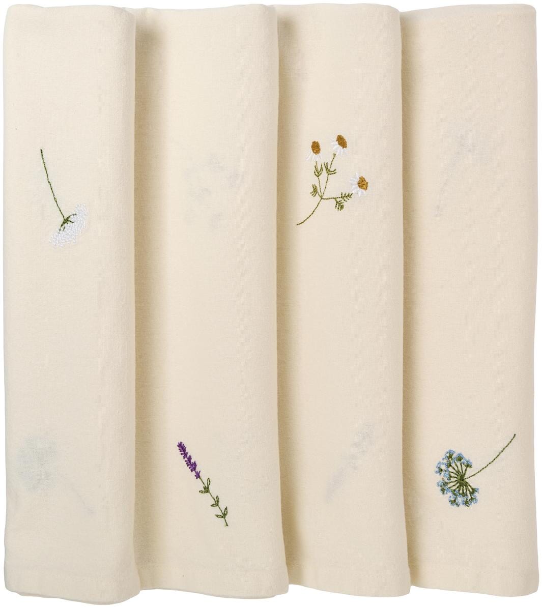 Ib Laursen - Dug Flora aflang m/skærmblomster, lavendler og margueritter butter cream - Bomuld, Polyester - 63045-82