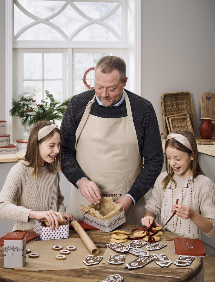 Ib Laursen - Forklæde Christmas Hygge Natur M/rødt Broderi - 63046-33