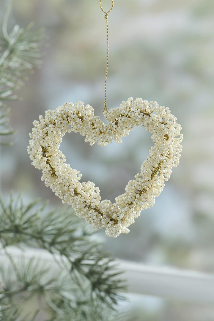 Ib Laursen - Hjerte T/ophæng Fairytale Christmas M/hvide Perler - 40012-11