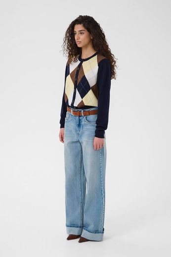 Gestuz - Gzmanzi Multi Cardigan 10910840 - 108825 - Skycaptain/Brown/Yellow Plum