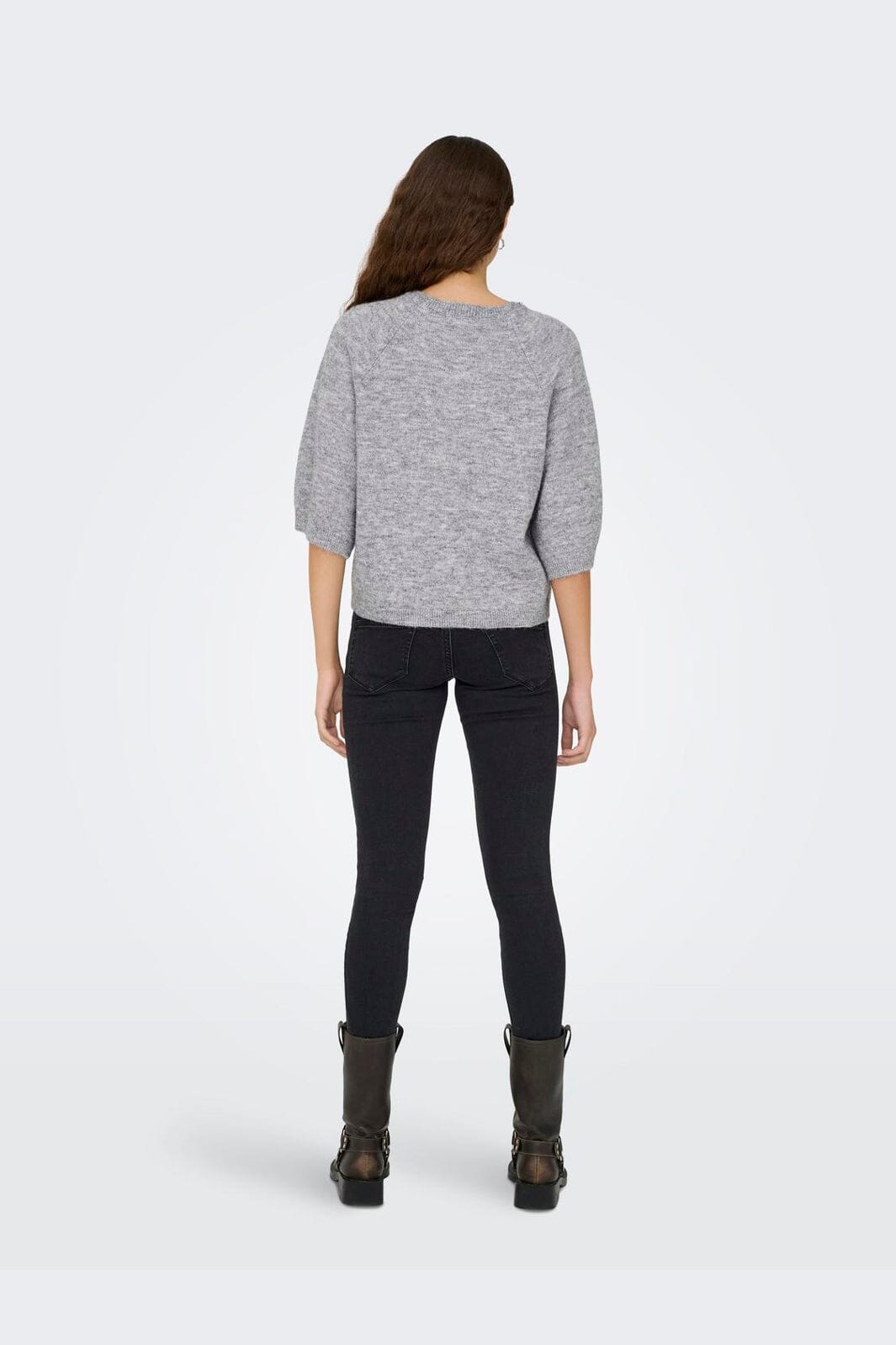 JDY - Jdyalva Life 3/4 Embellish Pull Knt - 4957225 Medium Grey Melange W. Silver Embellishment