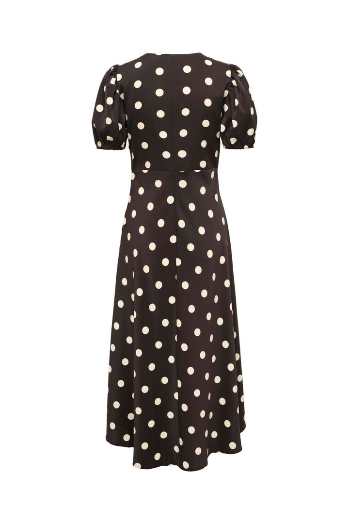 JDY - Jdyaya Life S/S Midi Dress Dia - 5064920 Chocolate Torte Whitecap Gray Dot