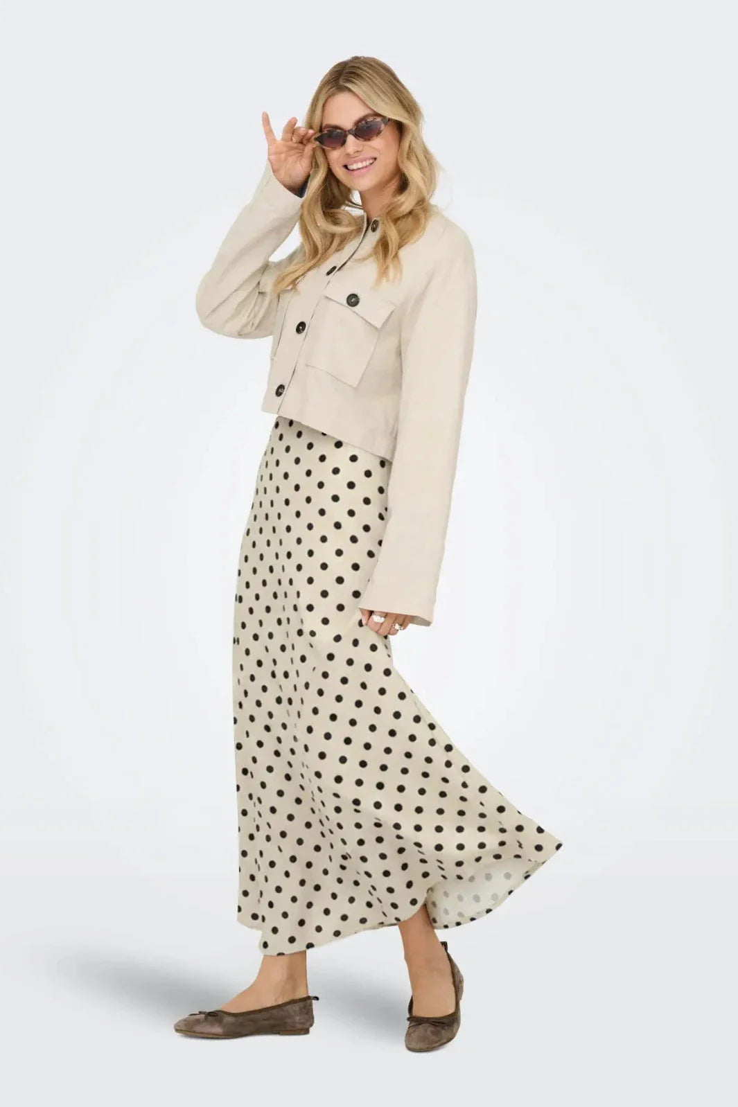 JDY - Jdyaya Maxi Skirt Dia - 5056549 Whitecap Gray Chocolate Torte Dot Nederdele 