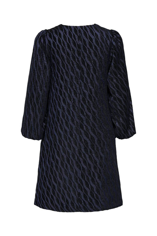 JDY - Jdybeth L/S Jaquard Dress - 4875106 Black Medival Blue Jaquard
