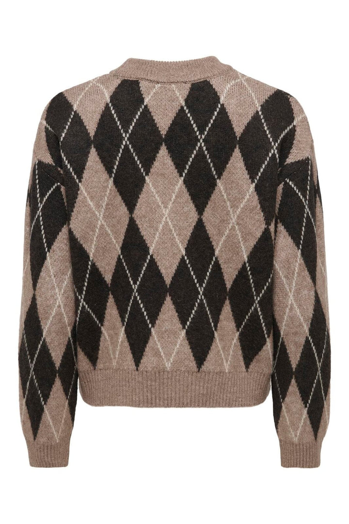 JDY - Jdybianka L/S Argyle Pullover Knt - 5093934 Chocolate Torte Argyle