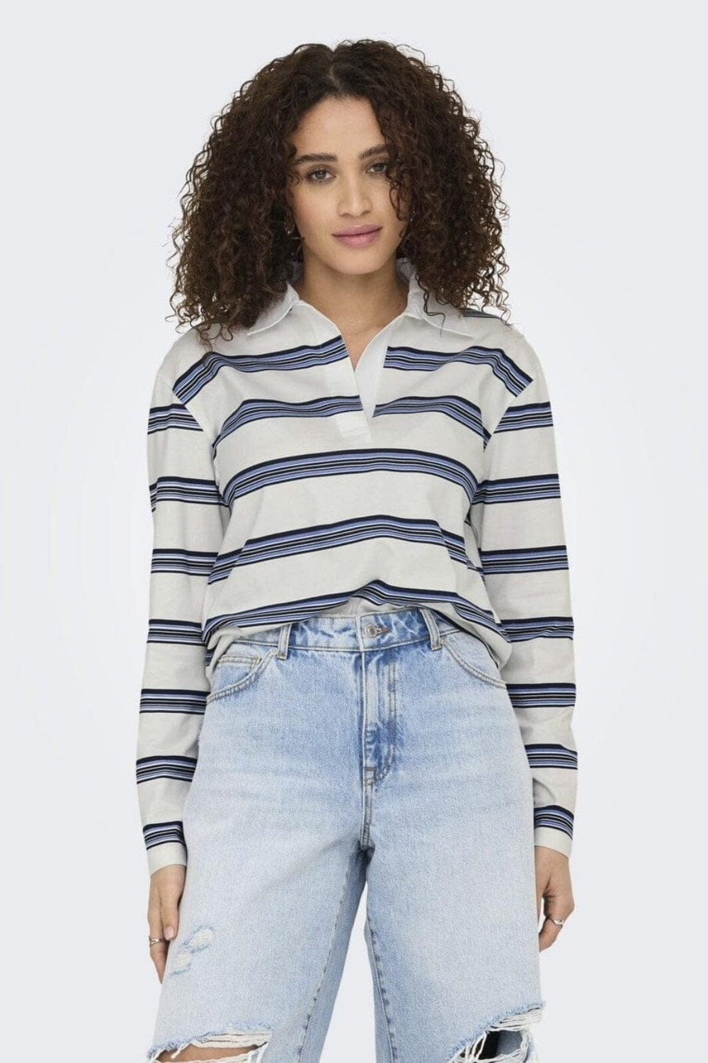 JDY - Jdydarling L/S Polo Shirt - 4822444 Cloud Dancer Mix Colors