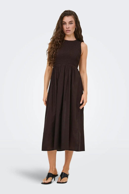 JDY - Jdydiego S/L Smock Midi Dress - 5048960 Chocolate Torte Kjoler 