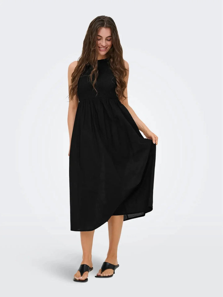 JDY - Jdydiego S/L Smock Midi Dress - 5048961 Black Kjoler 