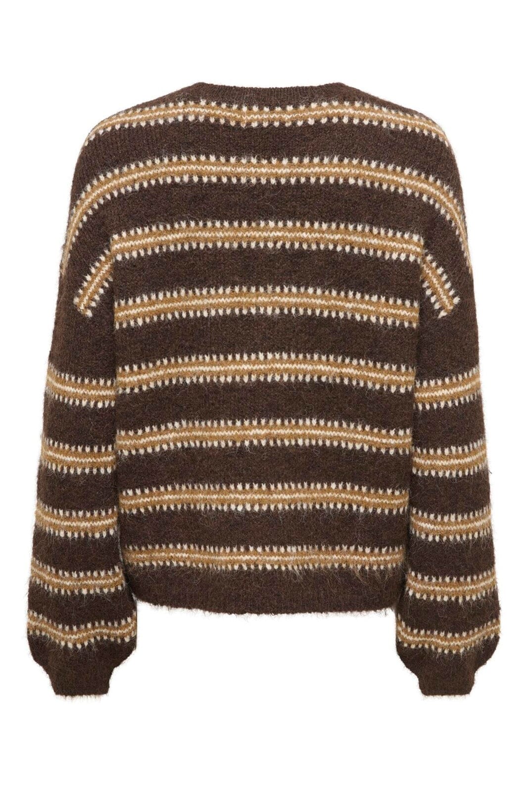 JDY - Jdydina L/S O-Neck Stripe Pullover Knt - 5111615 Chocolate Torte Bison & Cloud Dancer
