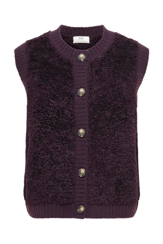 JDY - Jdyeira Life S/L On Button Vest Knt - 5105888 Plum Perfect