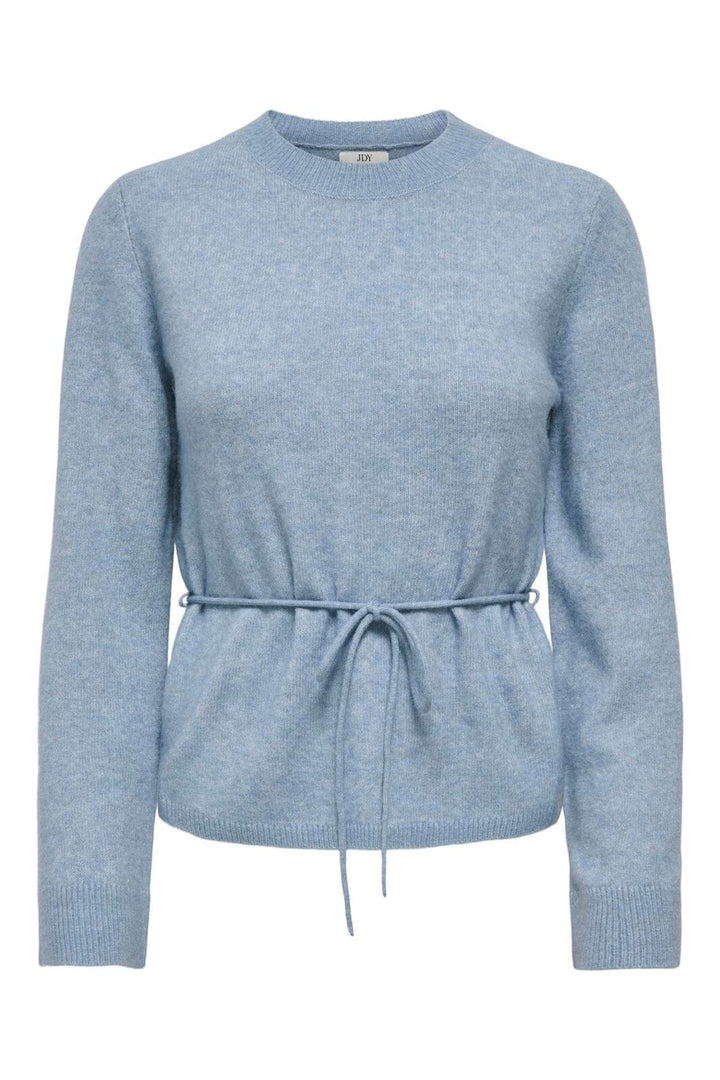 JDY - Jdyelsa Life L/S On Tie Waist Pullov Knt - 5043367 Windward Blue W. White Melange