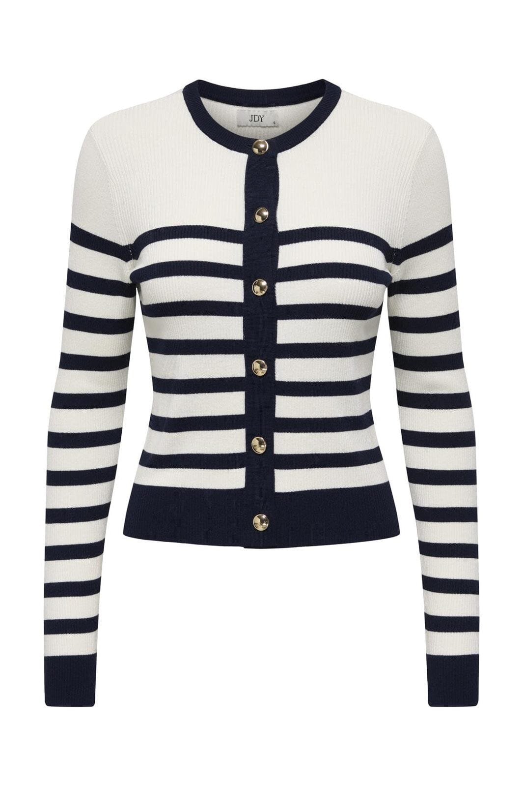 JDY - Jdygaby L/S O-Neck Cardigan Knt - 4926905 Cloud Dancer W. Black Iris