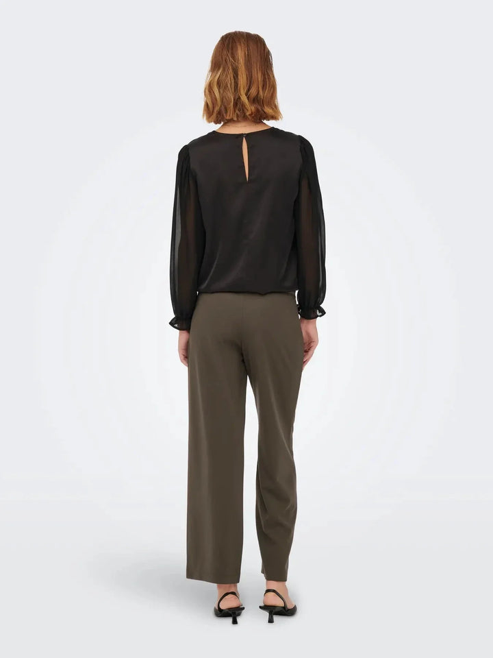 JDY - Jdygeggo Life New Long Pant - 4071962 Chocolate Brown Black Buttons Bukser 