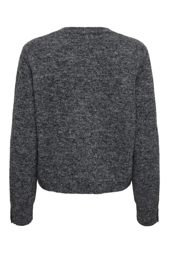 JDY - Jdyhoney Life L/S O-Neck Pullover Knt - 4890689 Dark Grey Melange