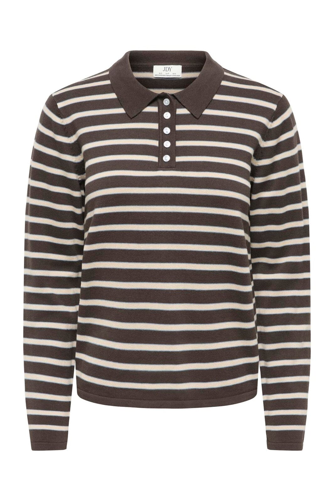 JDY - Jdyina L/S Polo Pullover Knt - 5094718 Mulch Sandshell / Windward Blue