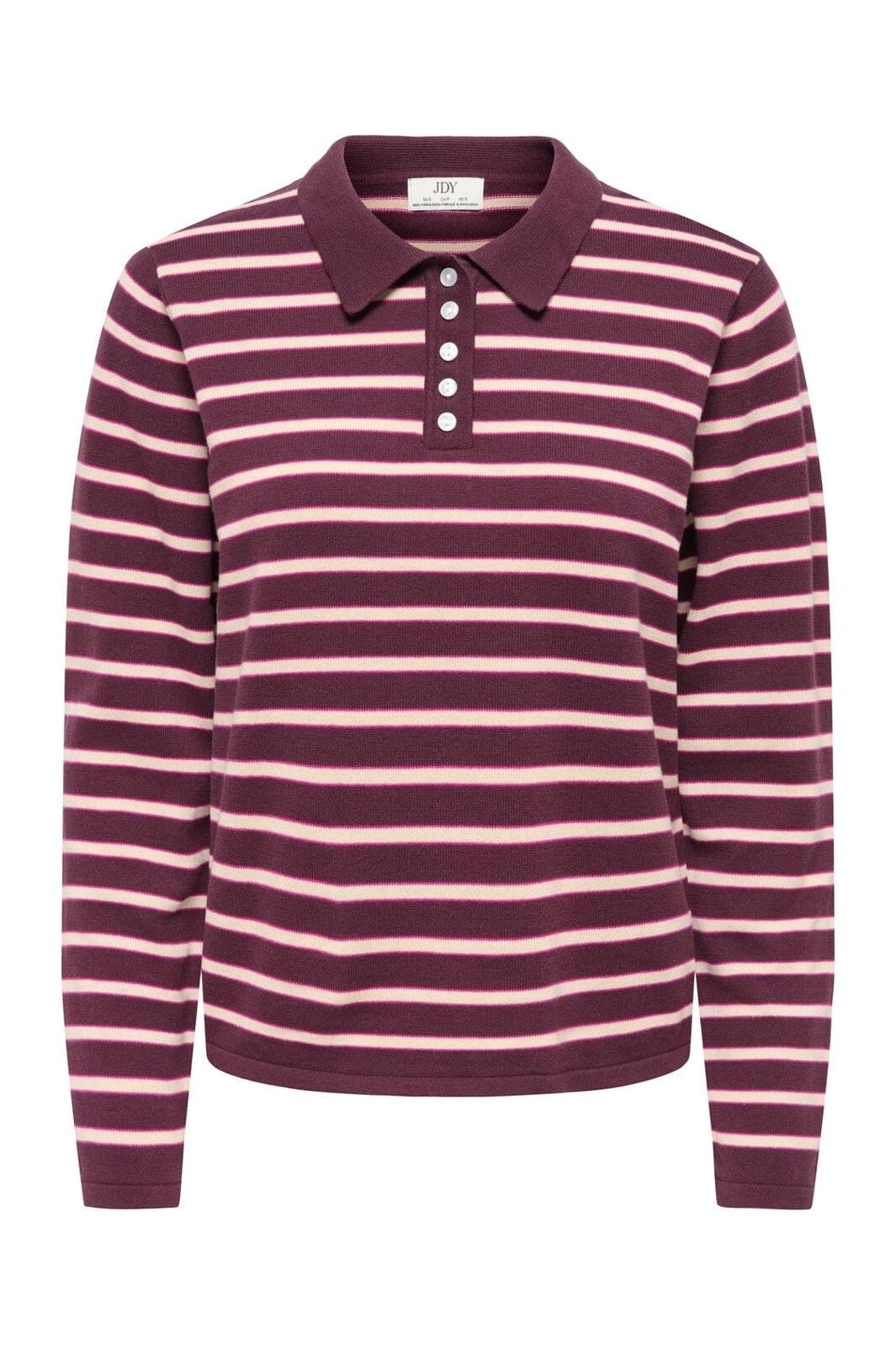JDY - Jdyina L/S Polo Pullover Knt - 5108258 Sassafras Sandshell / Fuchsia Red