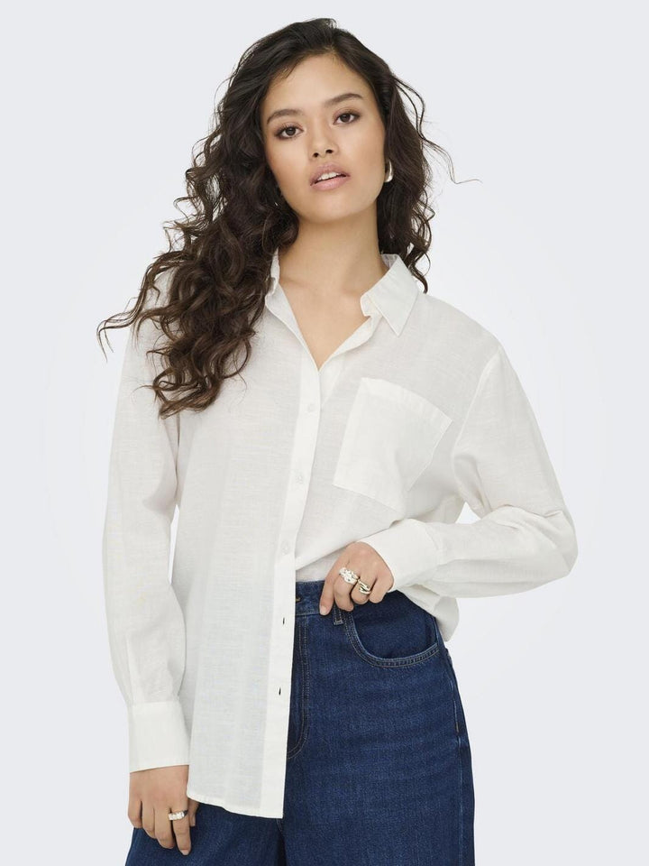 JDY - Jdykimie L/S Shirt Dia - 4787344 Cloud Dancer