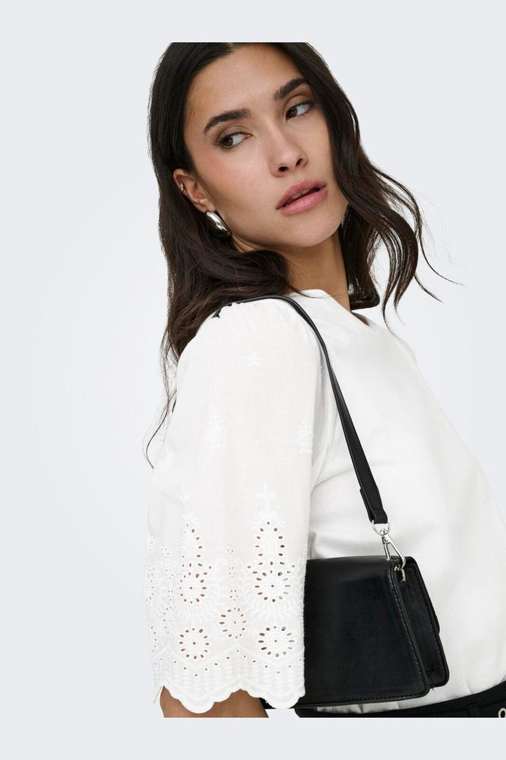 JDY - Jdylair Life S/S New Mix Top - 5021977 Cloud Dancer