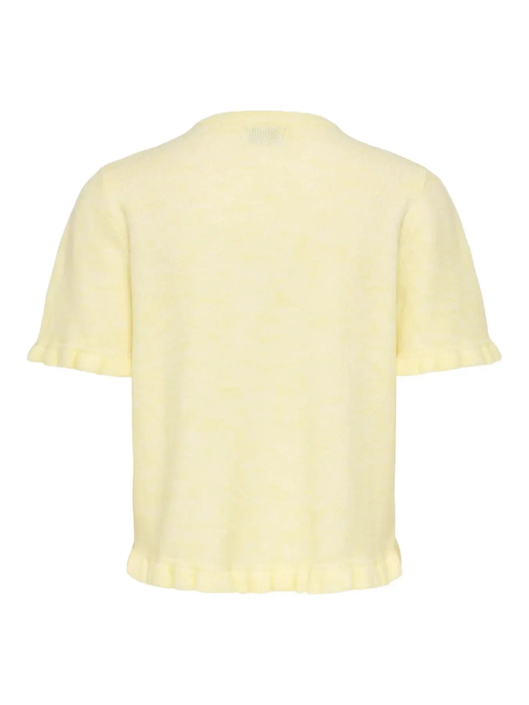 JDY - Jdyletty S/S On Frill Cardigan Knt - 5107257 Pastel Yellow Melange W. Pearl Buttons Cardigans 