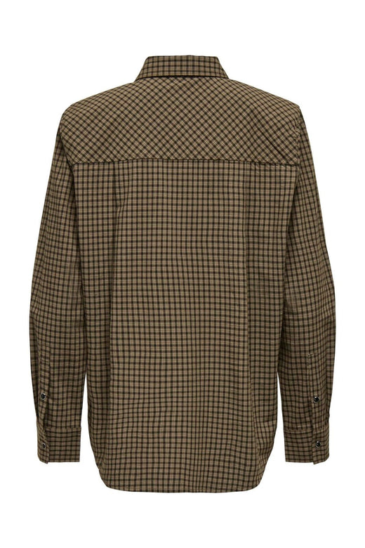 JDY - Jdylou L/S Shoulderpad Shirt - 5130715 Toasted Coconut Cloud Dancer & Black