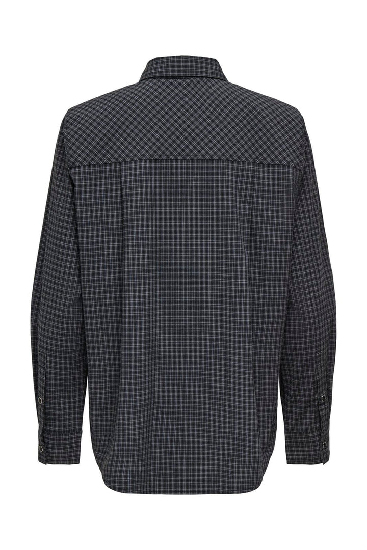 JDY - Jdylou L/S Shoulderpad Shirt - 5130716 Ebony Black & Cloud Dancer