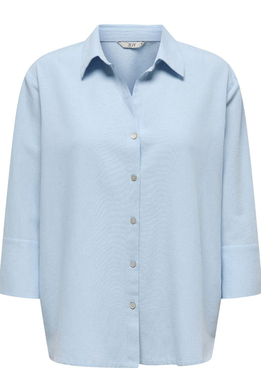 JDY - Jdylucia 3/4 Linen Shirt - 4941426 Cashmere Blue Skjorter 