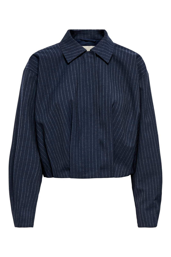 JDY - Jdymegan L/S Bomber Shacket - 5166533 Navy Blazer Pinstripe White