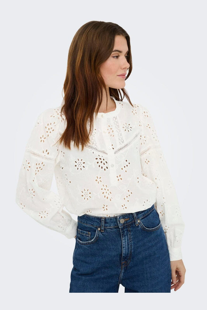 JDY - Jdymille L/S Anglaise Top - 5035196 Cloud Dancer