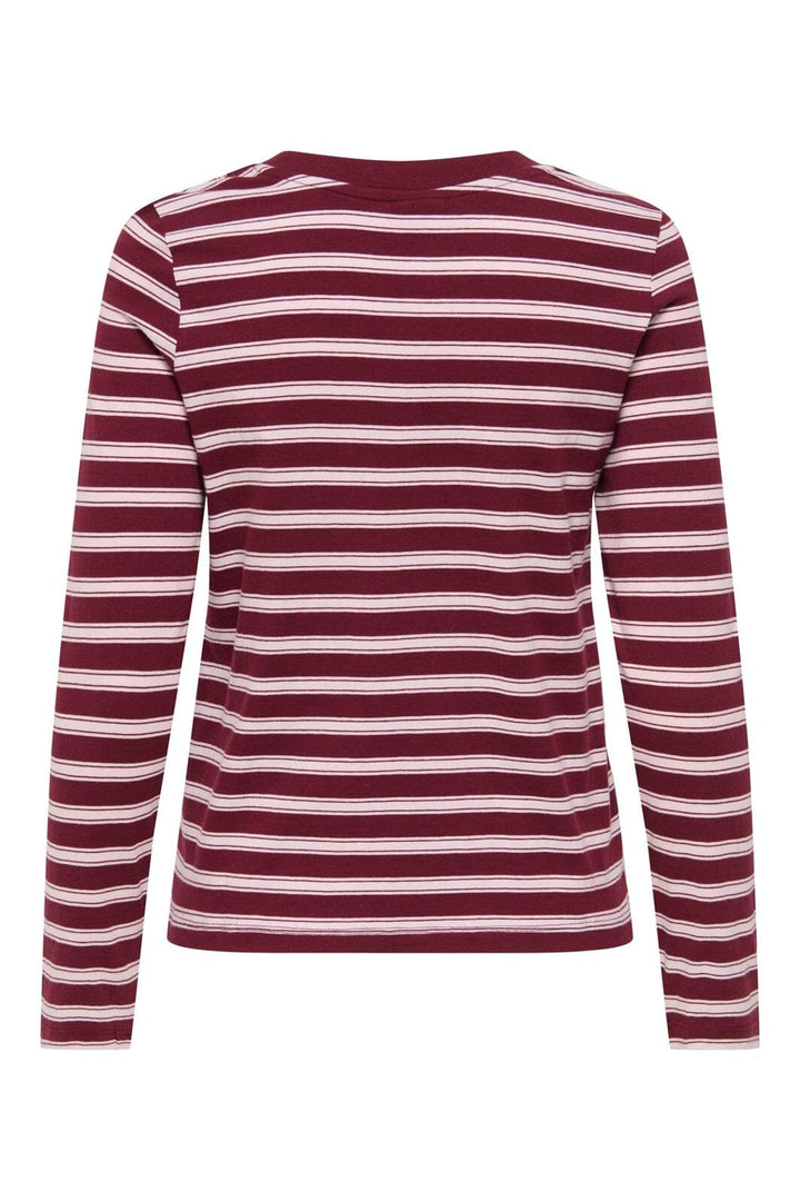 JDY - Jdypisa L/S Print Top - 5212487 Windsor Wine Chelsea Stripe + Bs Heart