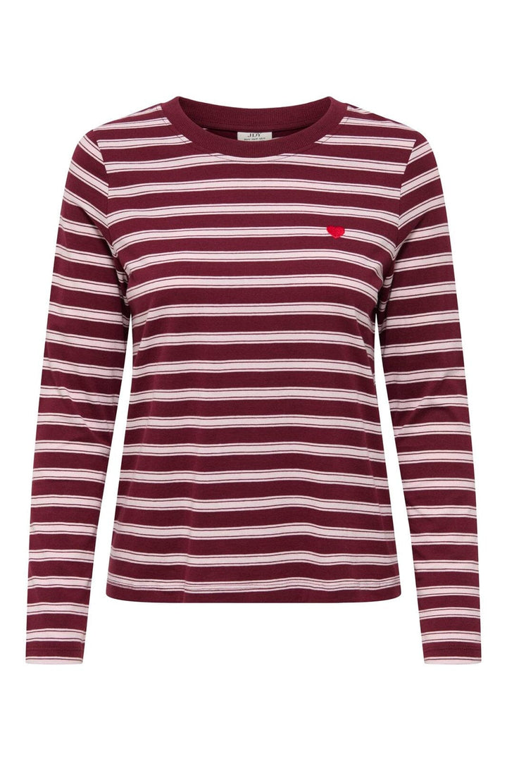 JDY - Jdypisa L/S Print Top - 5212487 Windsor Wine Chelsea Stripe + Bs Heart