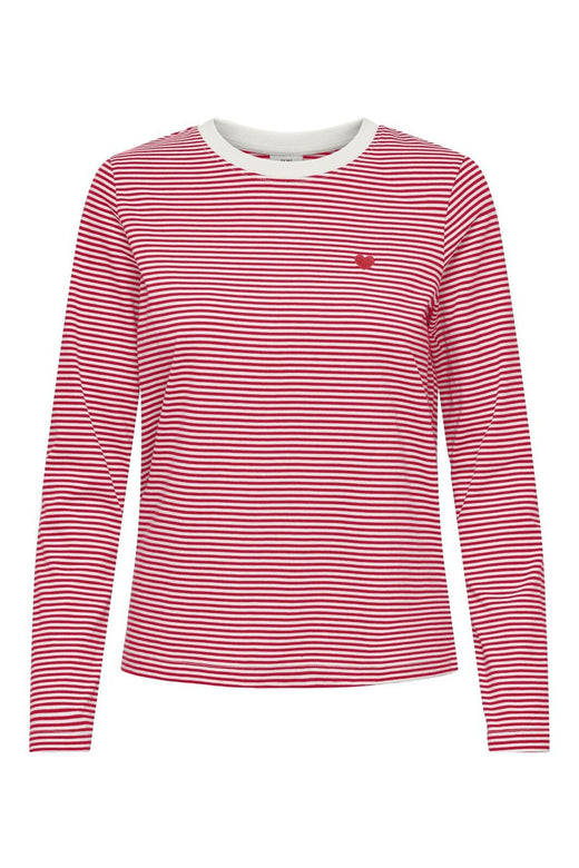 JDY - Jdypisa L/S Print Top Dia - 4935900 Cloud Dancer Ski Patrol Stripes/Bs Heart