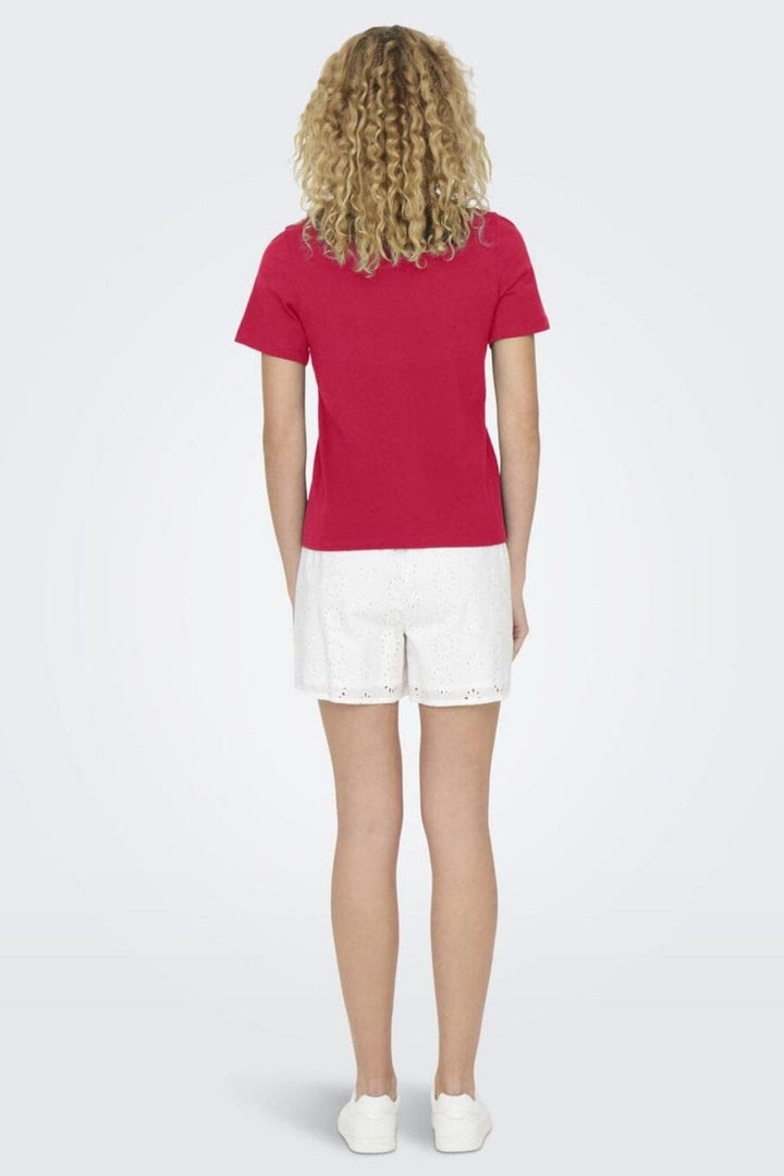 JDY - Jdypisa S/S Print Top - 4589675 Viva Magenta White Heart