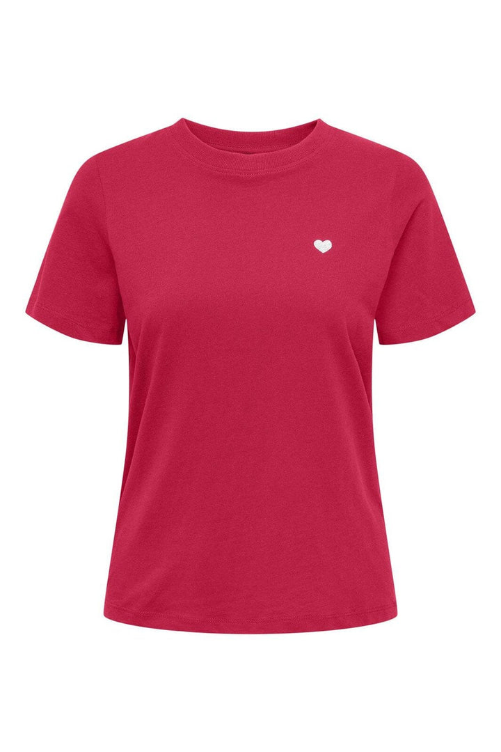 JDY - Jdypisa S/S Print Top - 4589675 Viva Magenta White Heart