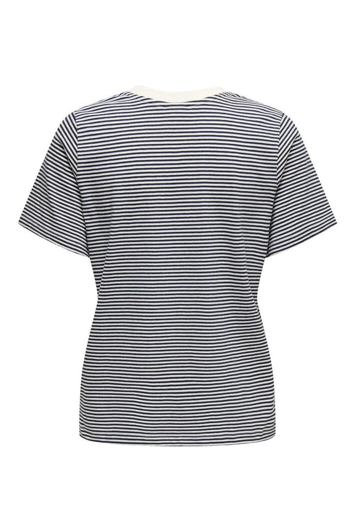 JDY - Jdypisa S/S Print Top - 4598826 Cloud Dancer Sky Captain Y/D Stripes & Bs Heart