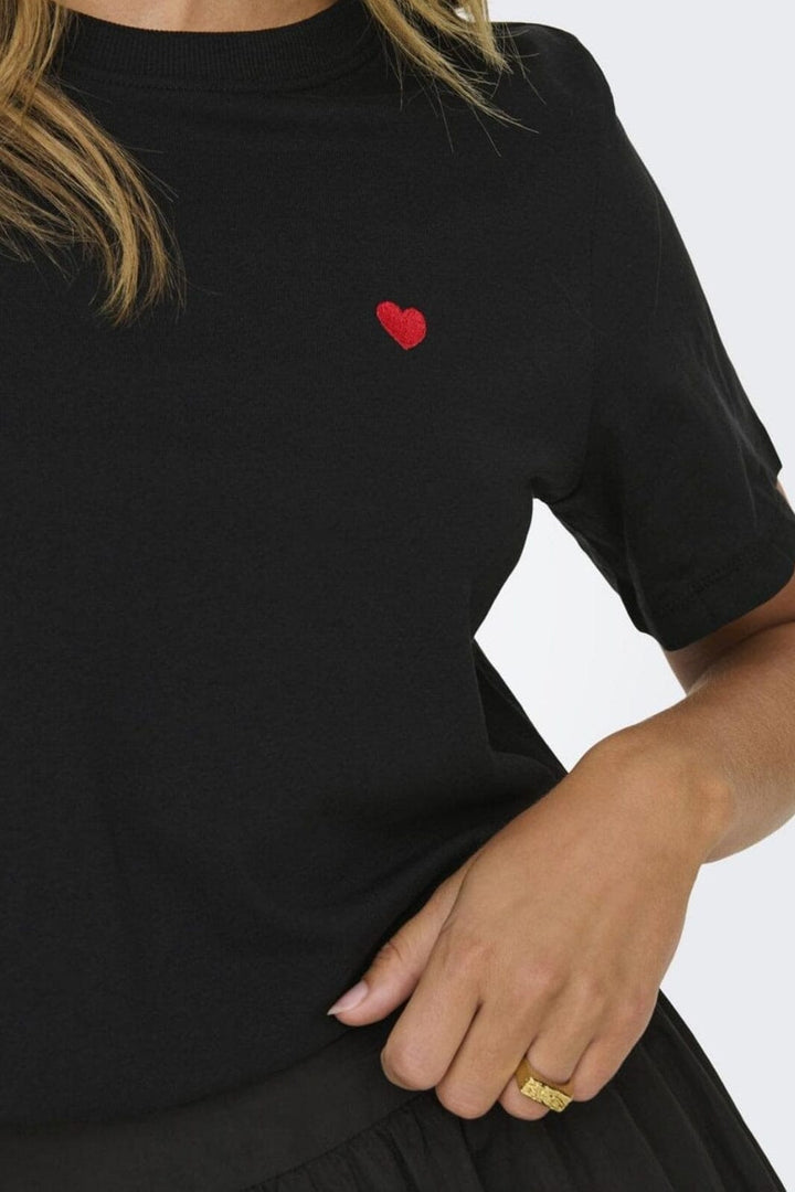 JDY - Jdypisa S/S Print Top - 4713448 Black Bittersweet Heart
