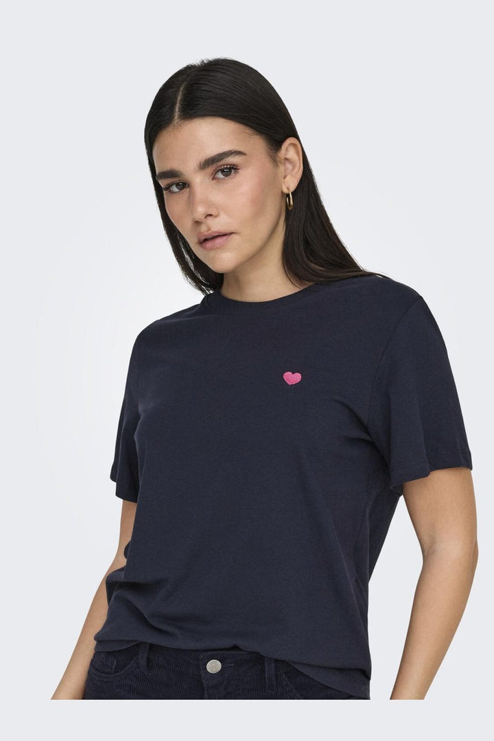 JDY - Jdypisa S/S Print Top - 4713682 Sky Captain Pink Peacock Heart