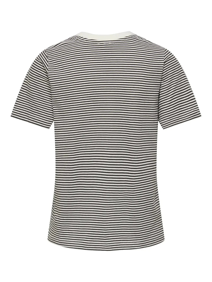 JDY - Jdypisa S/S Print Top - 4984887 Cloud Dancer Chicory Coffee Stripes And Pink Dogwood Heart T-shirts 