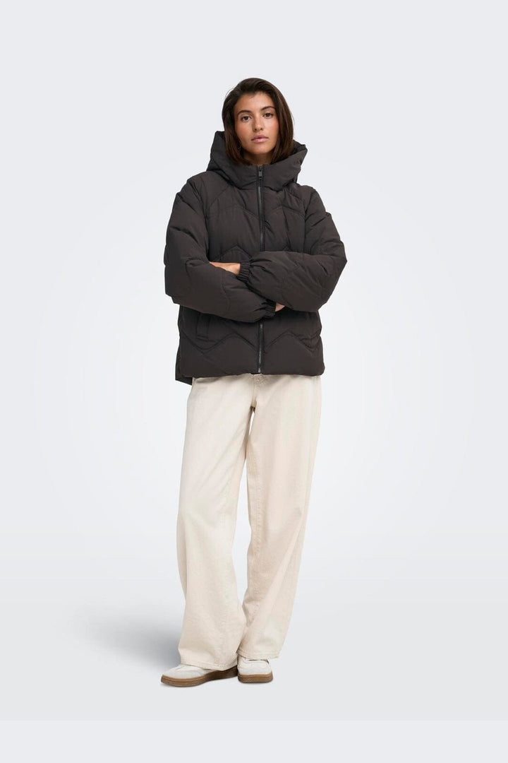 JDY - Jdypower Short Hood Puffer Hab - 5102619 Chocolate Torte