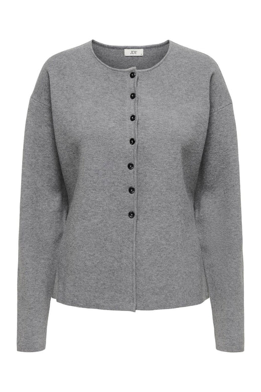 JDY - Jdyprime Life L/S Waist Button Cardi Knt - 4945774 Medium Grey Melange W Black Buttons