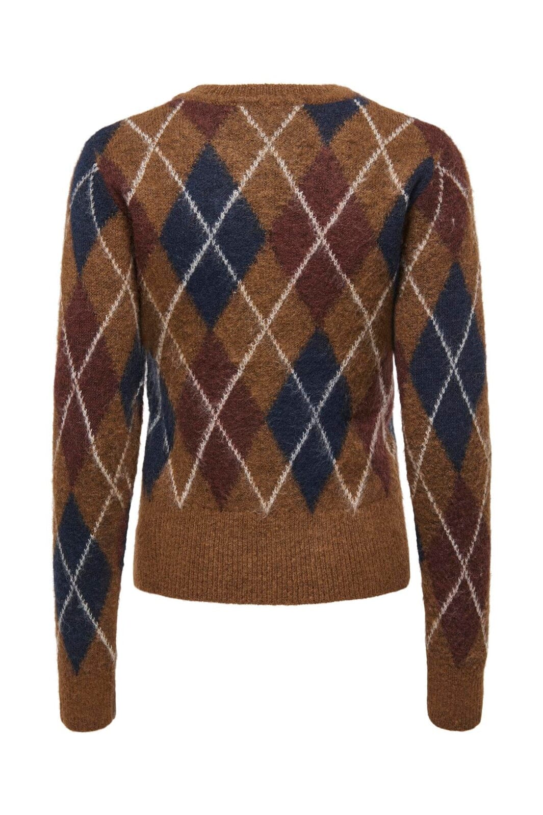 JDY - Jdyreese L/S O-Neck Argyle Pullover Knt - 5174124 Bison W. Rum Raisin/ Black Iris/ Oatmeal Argyle