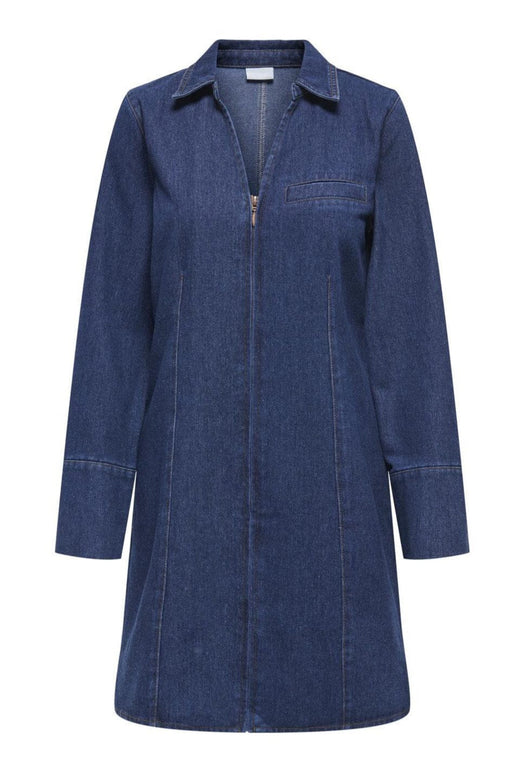 JDY - Jdysally Zip Stitch L/S Dress - 4874354 Dark Blue Denim