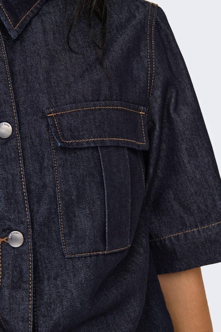 JDY - Jdysansa Ss Oversize Shirt Db - 4743462 Dark Blue Denim