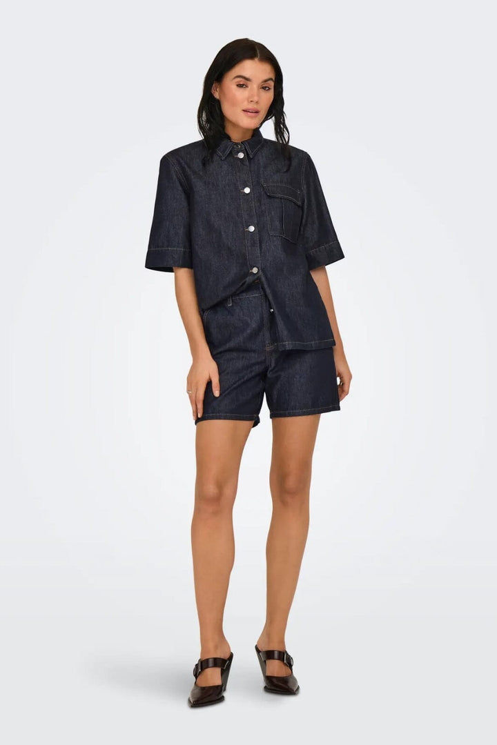 JDY - Jdysansa Ss Oversize Shirt Db - 4743462 Dark Blue Denim