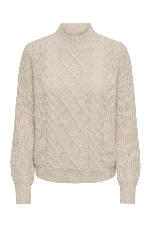 JDY - Jdysigrid Life L/S Hn Cable Pullover Knt - 4875856 Cement